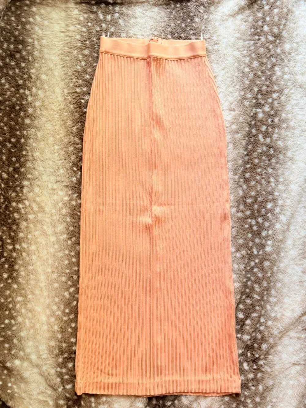 Size L House of CB Eve Neon Orange Ribbed Bodycon Maxi Skirt
